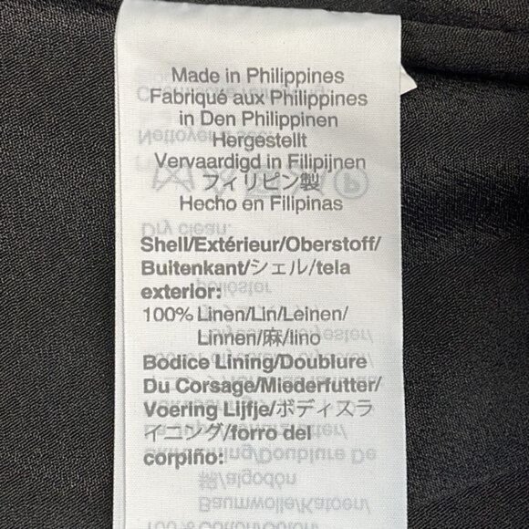 J Crew Linen Lace Up Tie Black Mini Dress Sleeveless V Neck LBD Sz 4 - Picture 10 of 12